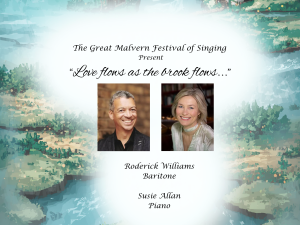 "Love flows as the brook flows..." Tuesday 18th August 8pm